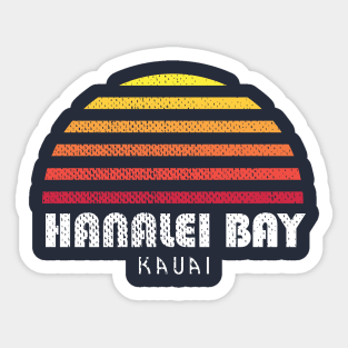 Hanalei Bay Kauai Hawaii Retro Sunset Family Beach Vacation Sticker